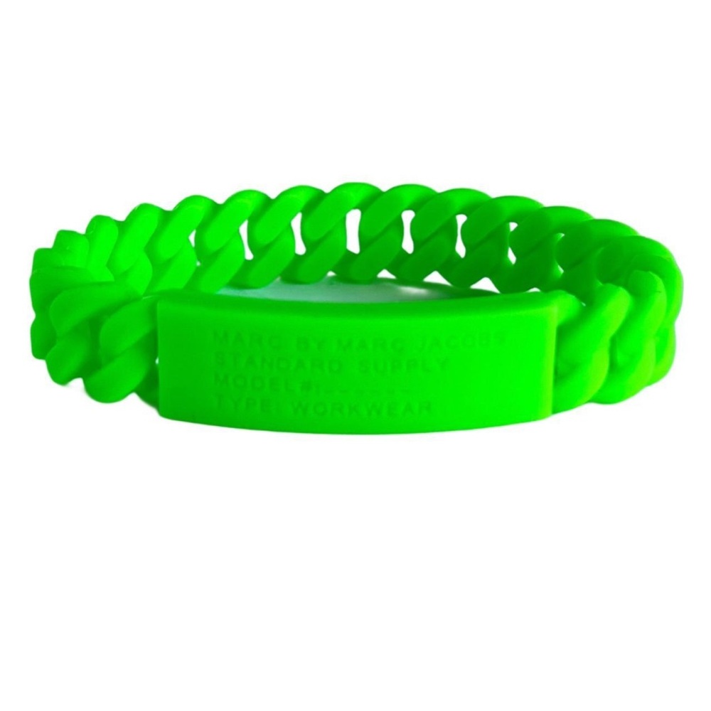 NWT Marc By Marc Jacobs Toucan Green Braided Silicone Rubber Chain Bracelet